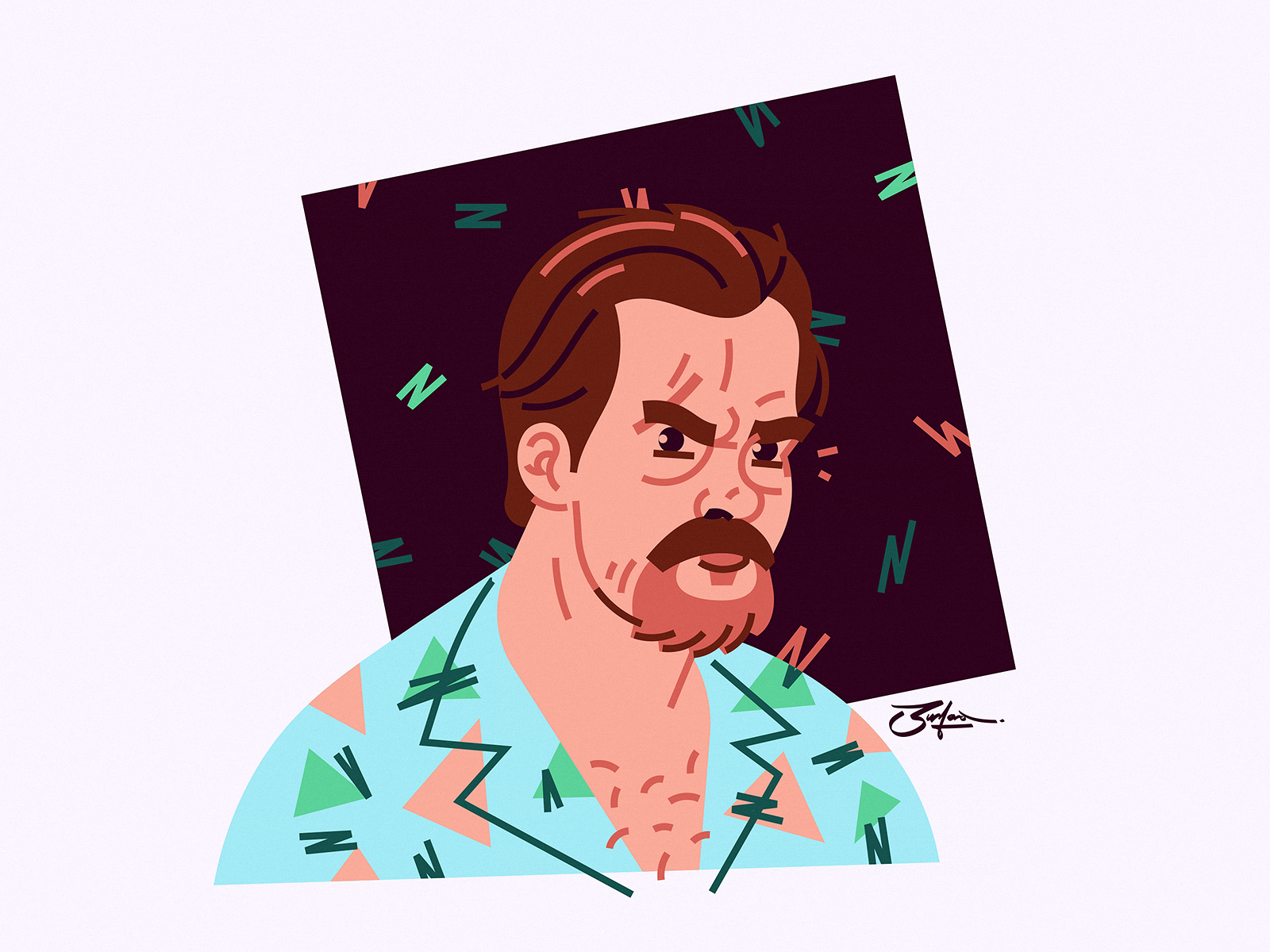 Hopper fanart illustration netflix portrait show stranger things tv