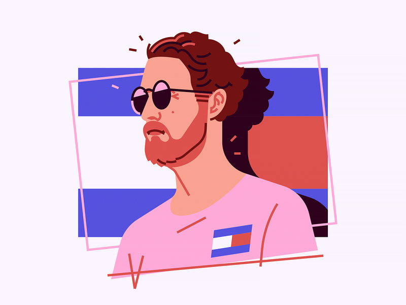Justin man sunglasses fashion tommy portrait illustration