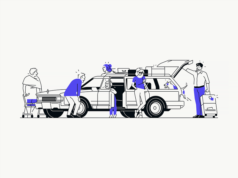 Family Trip retro dog vacation trip family car