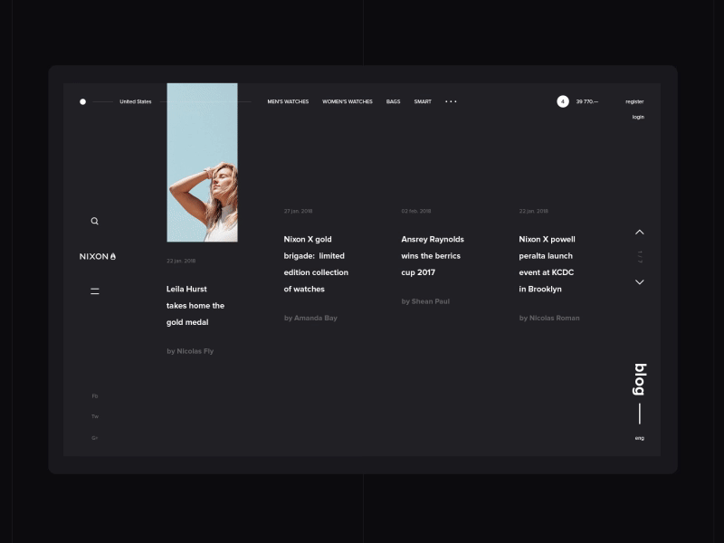 NIXON web site / Concept / Blog concept fashion grid nixon project shop star steel ui ux wars watches