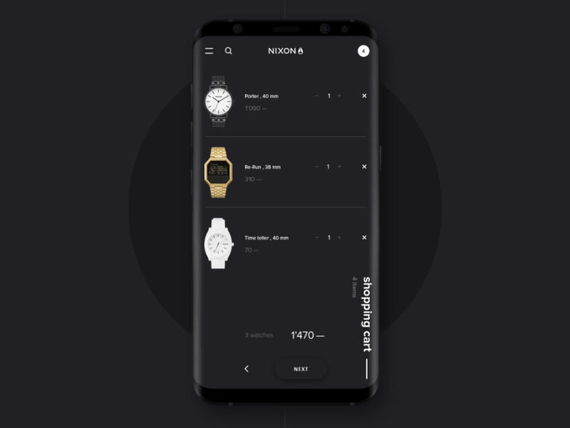 NIXON web site / Concept / Shopping_cart concept fashion grid nixon project shop star steel ui ux wars watches