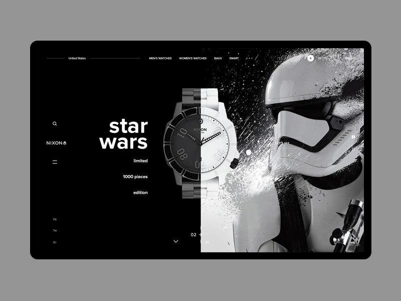 NIXON web site / Concept / Star Wars black concept fashion nixon shop star wars steel ui ux watches white