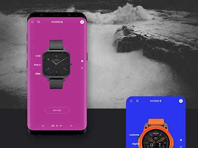 NIXON web site / Concept / Watches app black concept fashion grid minimal mobile project shop shopping steel ui usa ux watches white
