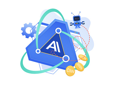 AI - GeeTest ai blue illustration robot security tools