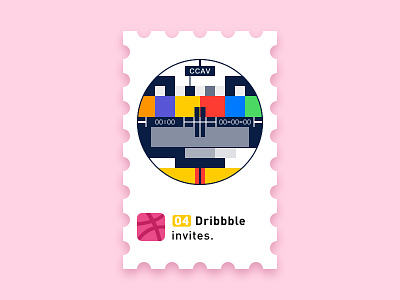 Four Dribbble Invites art color dribbble four illustration invitation invite malfunction stamp