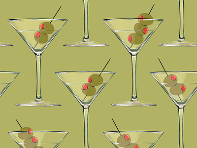 Shaken, not Stirred alcohol illustration martinis pattern