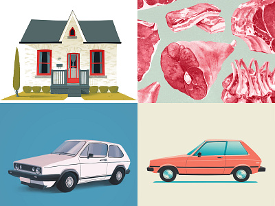 Top 4 of 2018 architechture building butcher butchers selection car graphic home house illustration meat