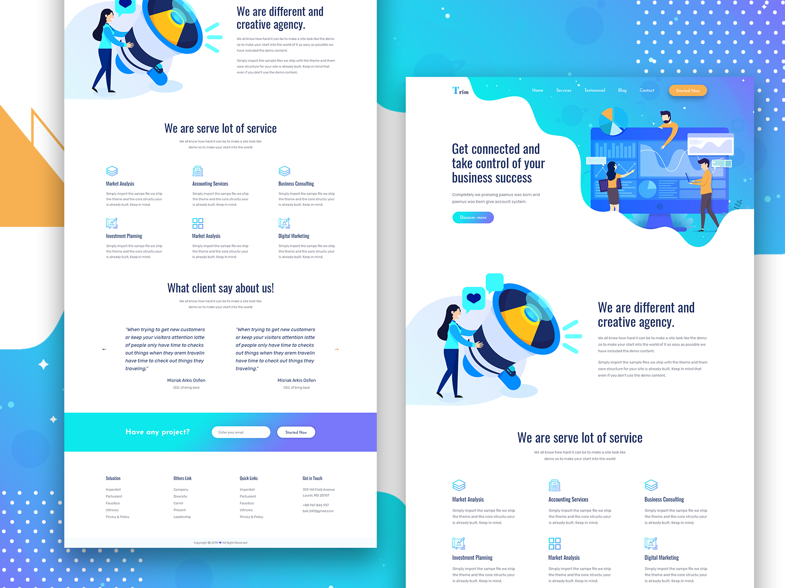 Free web template by aThemeArt on Dribbble