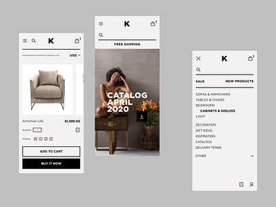 Kare Mobile Store art direction concept design e commerce furniture app interface ios minimal mobile mobilestore responsive design shop store trends ui ux