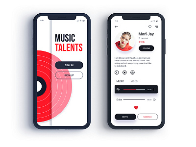 Music Talents - User Profile app dailyui design interface mobile music red ui user profile ux