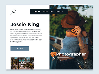 Photographer Blog concept blog brown blue concept design home page interface landing social webdesign