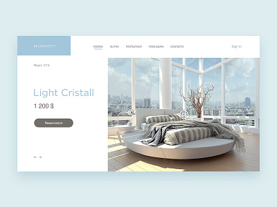 Marriott - concept page of hotel room blue concept hotel light minimal page reservation ui ux