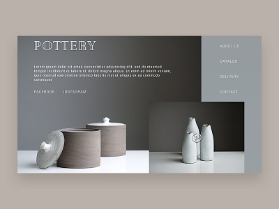 Pottery e-commerce blue brown e-commerce e-shop gray homepage pottery store ui ux website