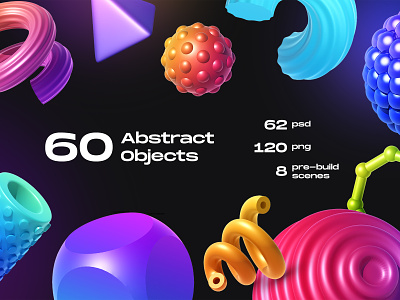 60 Abstract Objects 3d abstract e commerce element geometic landingpage minimal modern object shapes