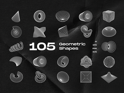 105 Geometric Shapes 3d abstract geometry mesh sphere vector elements vr 360