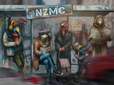 Noize MC "Going to the City" cover cover art design graphic design illustration noize mc pigeon pigeons