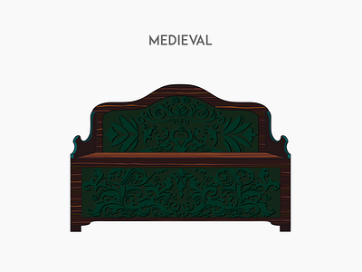 Medieval sofa chair deck flat furniture sofa vector