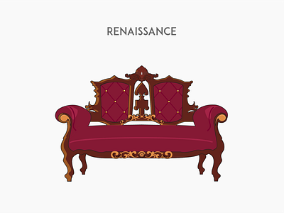 Renaissance sofa chair flat furniture sofa vector