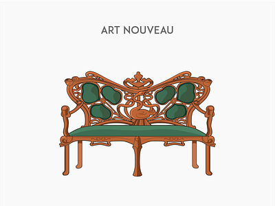 Art Nouveau sofa chair deck flat furniture sofa vector