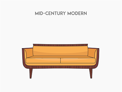 Mid-century modern sofa chair deck flat furniture sofa vector
