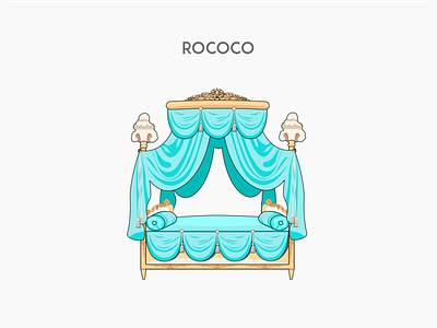 Rococo bed bed flat furniture vector