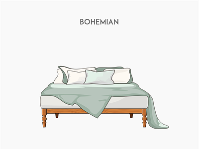Bohemian bed bed flat furniture sofa vector