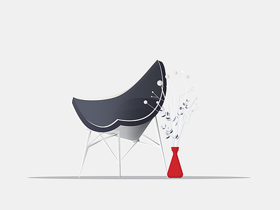 Chair & Vase flat furniture illustration vector