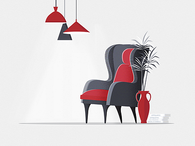 Chair & Lamps chair character design flat flower furniture illustration ui vector