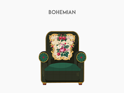 Bohemian bohemian chair flat furniture illustration vector