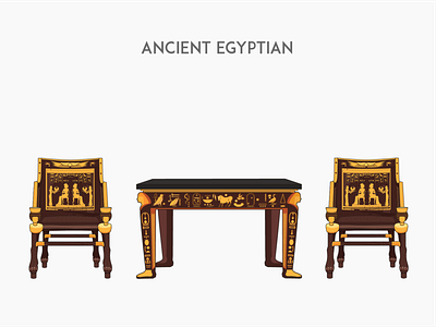 Ancient Egyptian chair flat furniture illustration vector