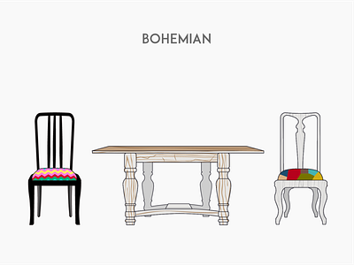 Bohemian bohemian chair flat furniture vector