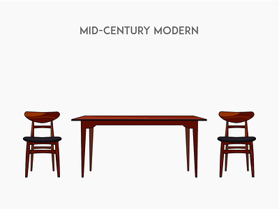 Mid-century modern chair flat furniture illustration mid century modern vector