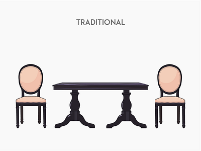 Traditional chair flat furniture illustration traditional vector