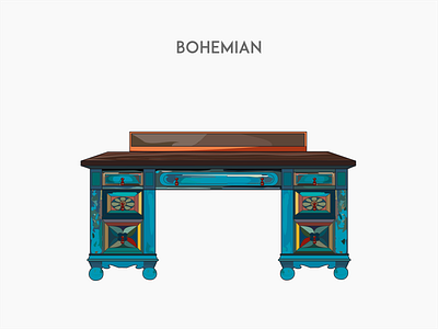 Bohemian deck bohemian chair deck flat furniture vector