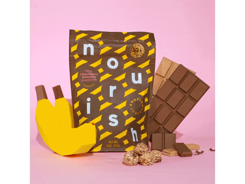 Nourish Snacks animation color graphic design packaging paper papercraft stop motion