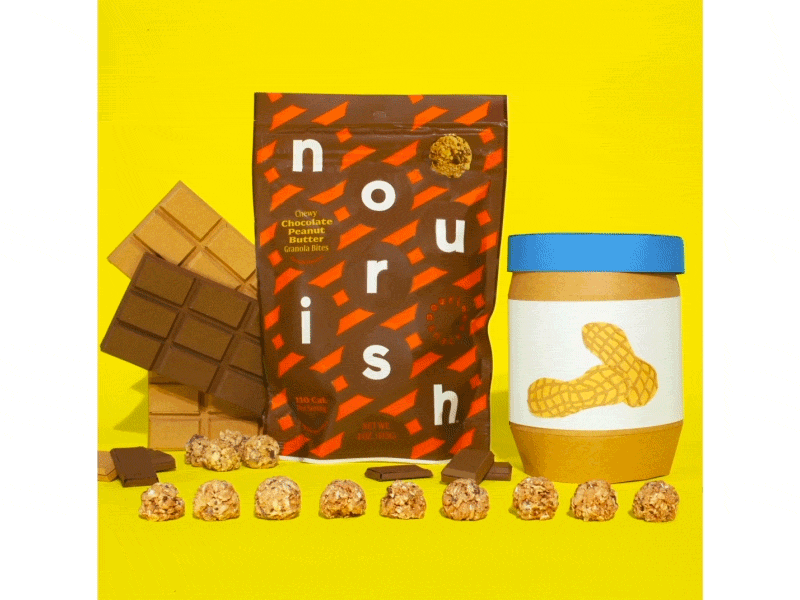 Nourish Chocolate Peanut Butter animation color graphic design illustration nourish stop motion stopmotion