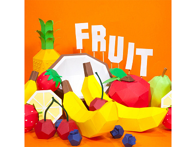 Hollywood Fruit california color design font fruit papercraft sculpture