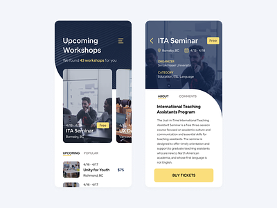 Workshop App / UI Design Practice app app design design interface design ui uidesign