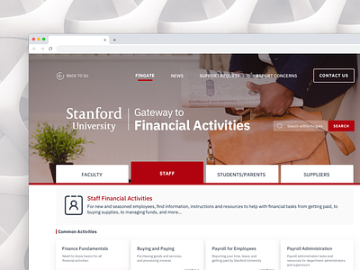 Redesign for Stanford Financial Activities Gateway branding design interface design ui uidesign web design webdesign website design