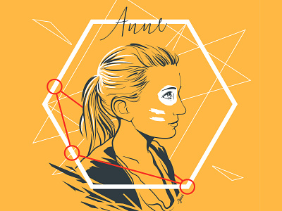 Portrait d'Anne anne construction geometric portrait side vector vexel yellow