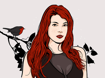 Confusion beautiful bird girl natural portrait redhead vector