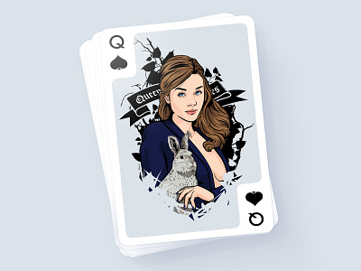 IBM Playing card girl illustration portrait