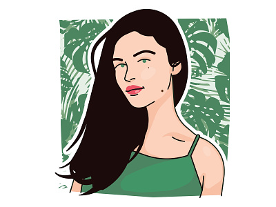 Margaux girl green illustration plant portrait vector vexel woman