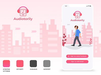 Audiotorily Music App android app app concept app desgin app design app icon app ui app ui design color daily ui dailyui design illustration inspiration ios app design music app music app ui podcasts song