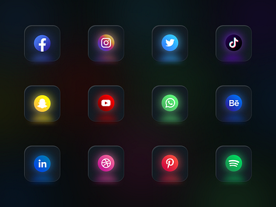 Free Social Media Glossy + Neon icon Pack 3d animation app design branding daily ui design designer glossy icon graphic design icon illustration inspiration logo motion graphics nemophisum neon icon neumorphism icon social media icon ui uiux