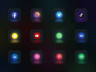 Free Social Media Glossy + Neon icon Pack