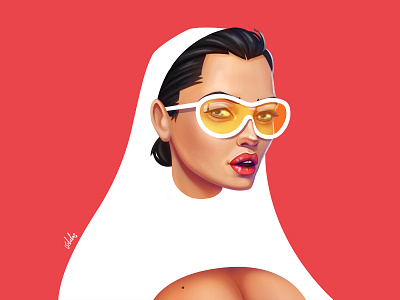 Girl in yellow glasses beautiful branding girl glasses illustration photoshop vitalas vitalii petrenko