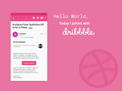 Hello Dribbble! Hello World! debut dribbble first shot gmail helloworld inbox invite mail redesign ui deisgn welcome