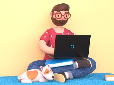 Work from Home 3D illustration.