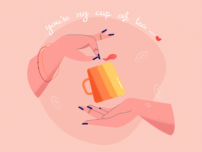 you're my cup of tea artwork colours creative cup design flat fresh gta 6 hands illustration leaves minimal new tea vector